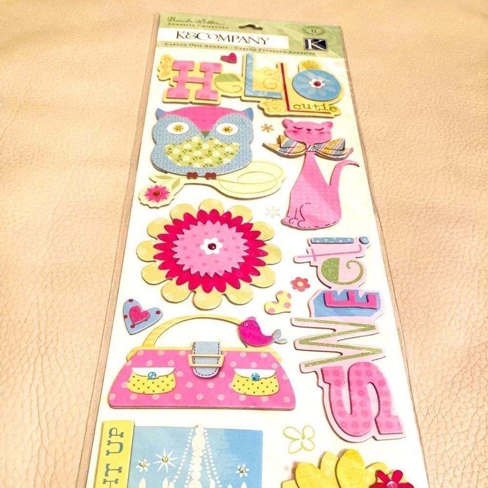 K&Company Owl Cat Scrapbook Adhesive Chipboard